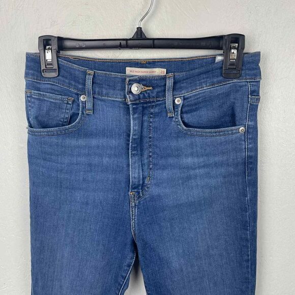 Levi's Mile High Blue Distressed Raw Hem‎ Super Skinny Size 28 - Picture 6 of 7